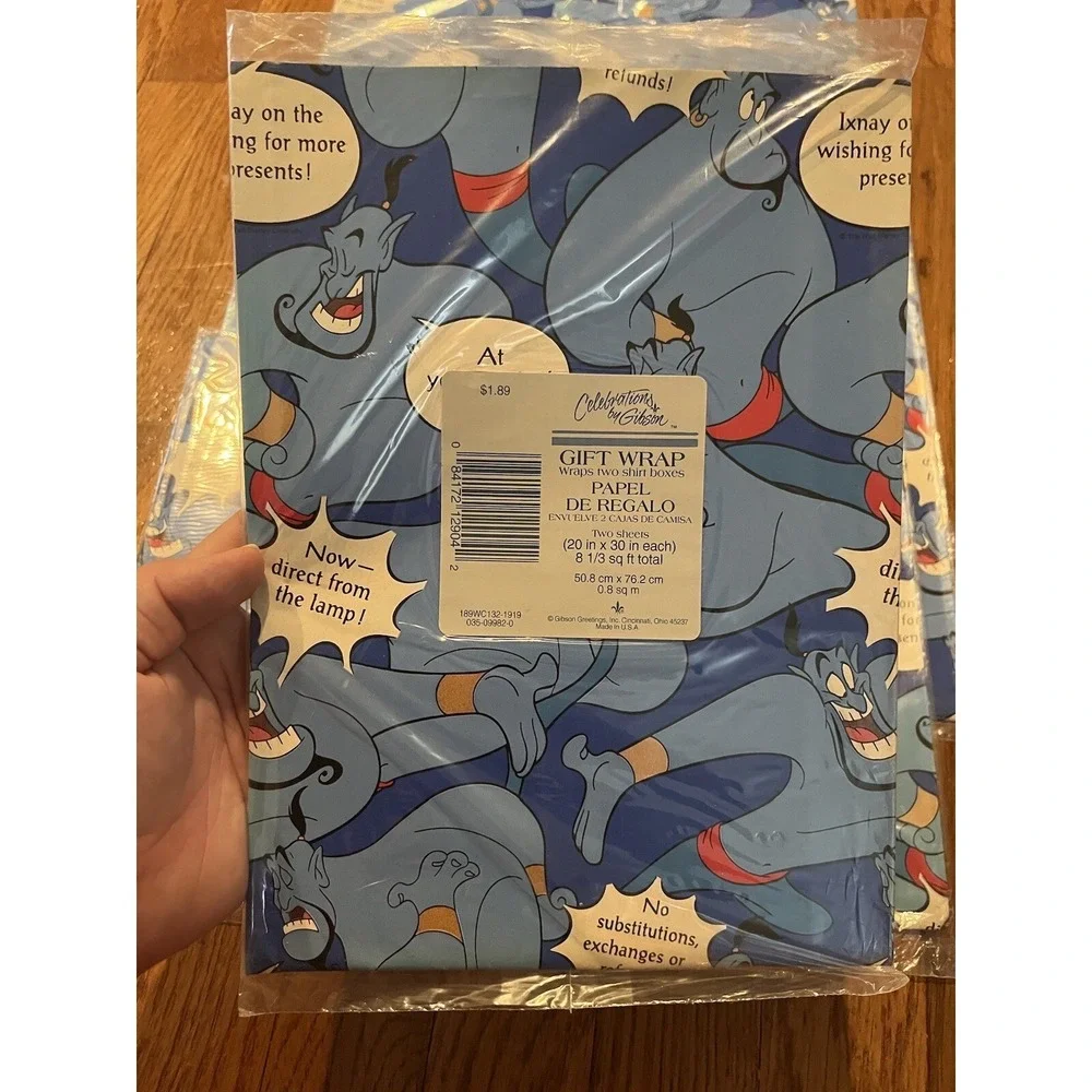 Vintage Celebration By Gibson Gift Wrap Aladdin Genie‎ Wrapping Paper Lot Of 11
